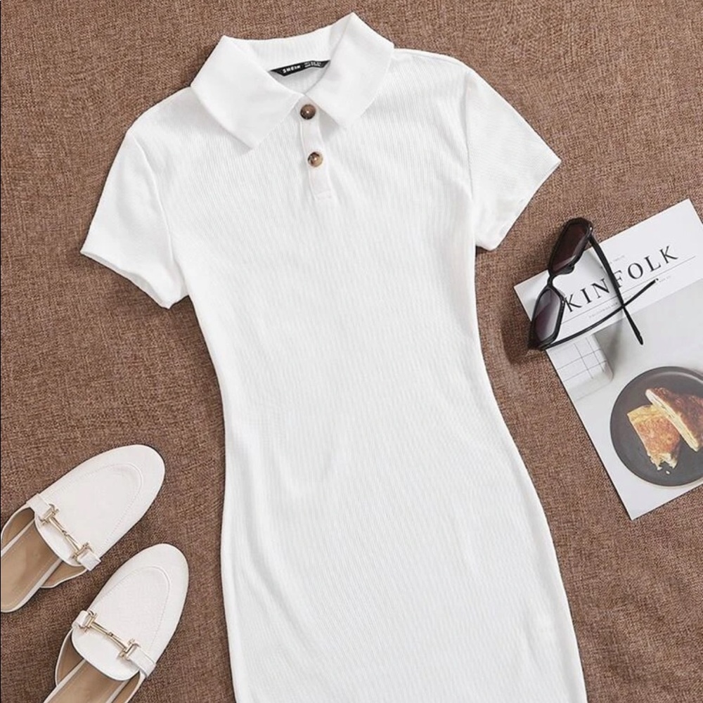 Shein Button Front Rib Knit bodycon Dress